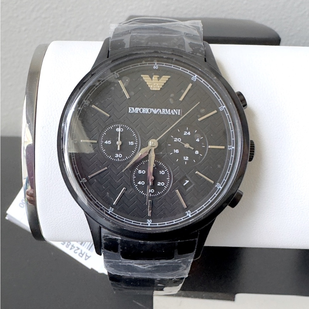 Emporio Armani Men's Chronograph Black Steel Watch